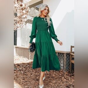 Cupshe Anastasia Smocked Long Sleeve Maxi Dress